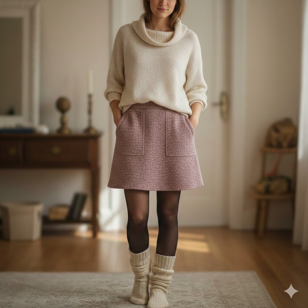 Simons TWIK Smart Short Skirt Soft Cotton Blend Tweed  US M